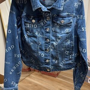 Guess Logo Print Denim Jacket